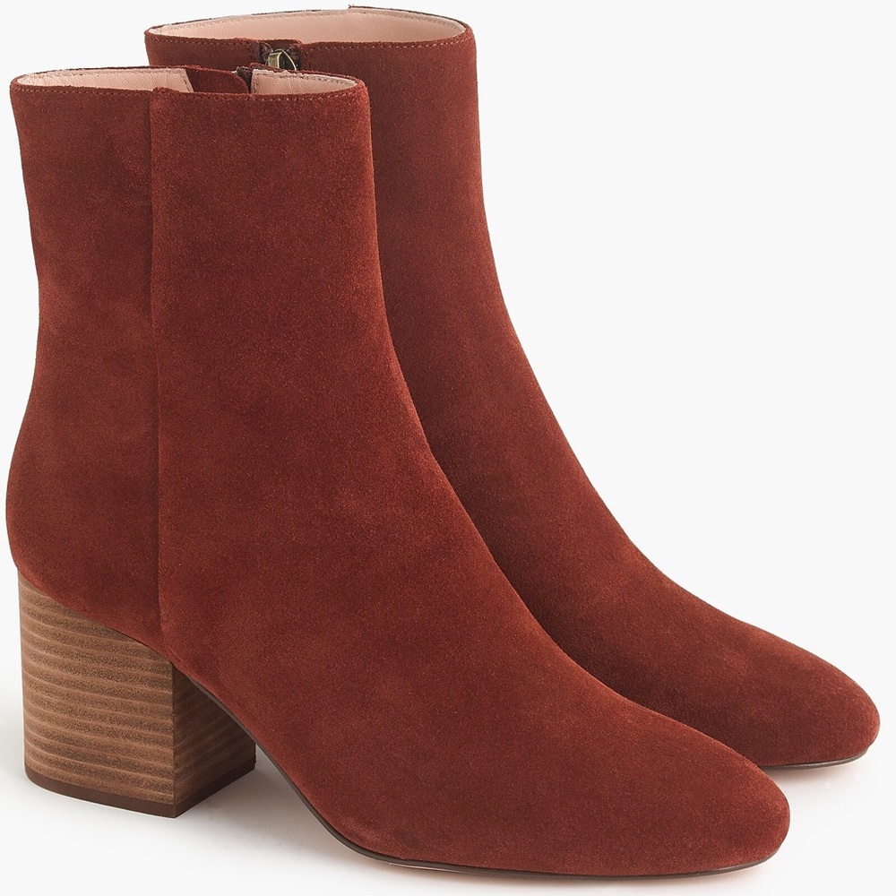 J. Crew Sadie ankle boots in suede in Deep Redwood